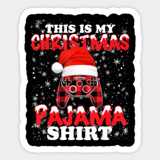 This Is My Christmas Pajama For Gamer With Video Game Controller And Santa Hat Sticker